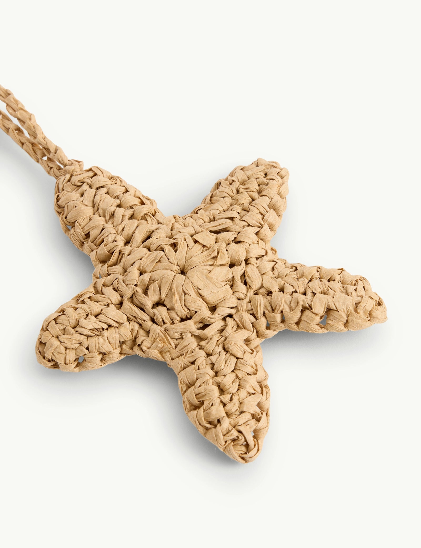 Beige Raffia Starfish Bag Charm