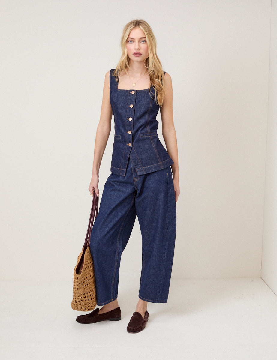 Dark Blue Denim Waistcoat