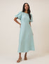 Blue Puff Sleeve Zola Midi Dress