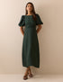 Green Puff Sleeve Zola Midi Dress