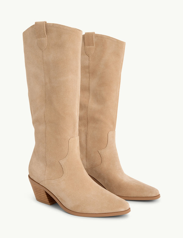 Light Brown Suede Western Boots