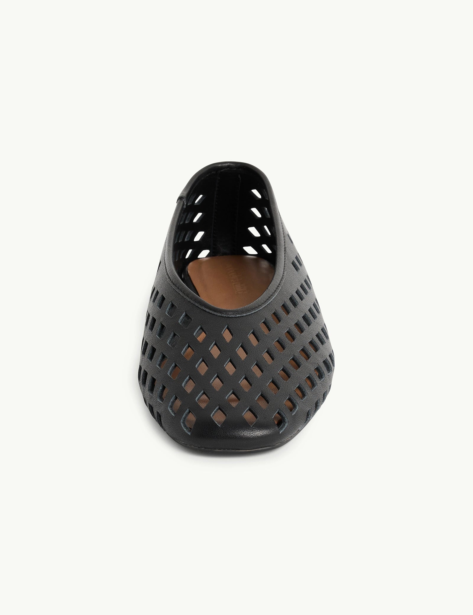 Black Leather Cut Out Ballet Flats