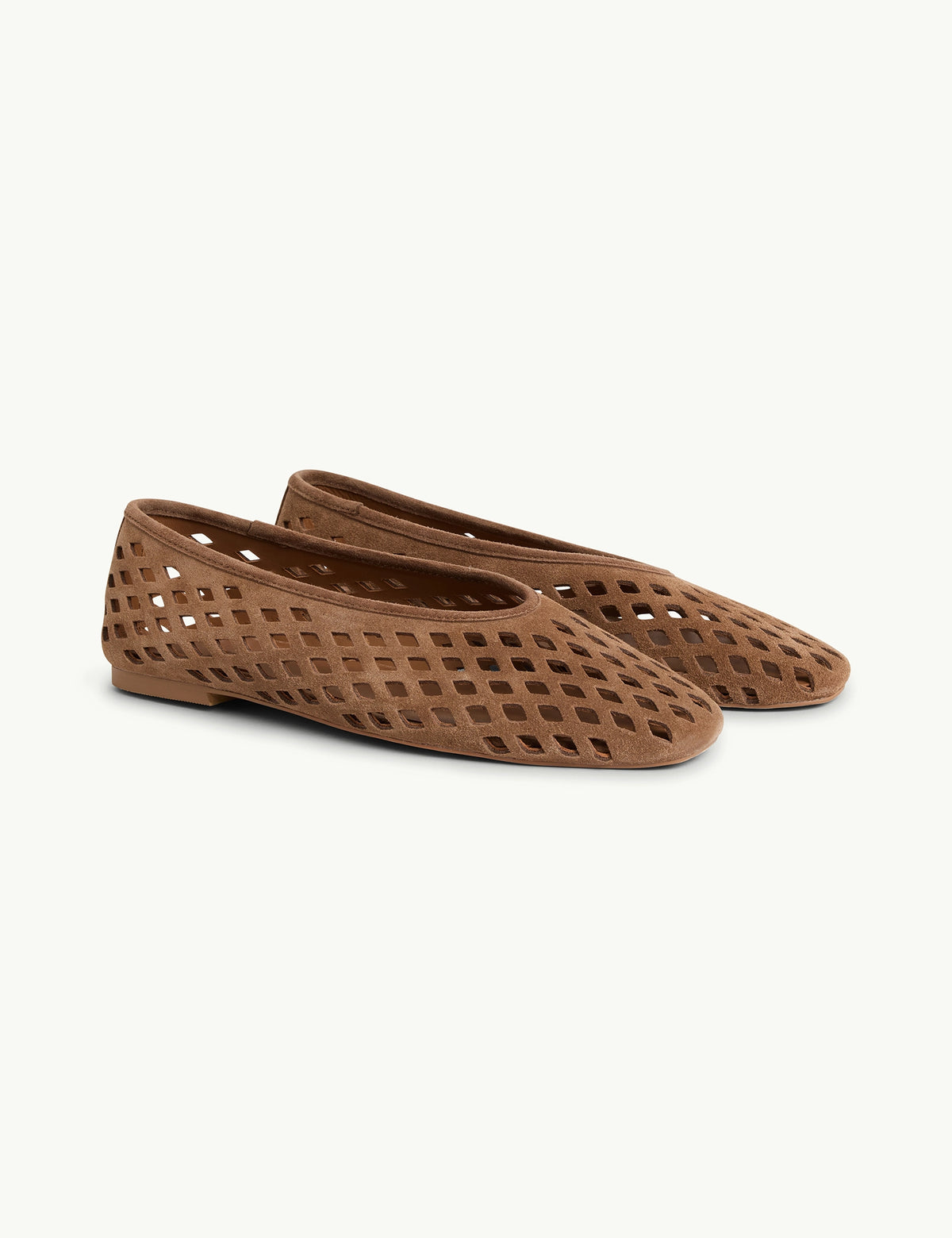 Brown Suede Cut Out Ballet Flats
