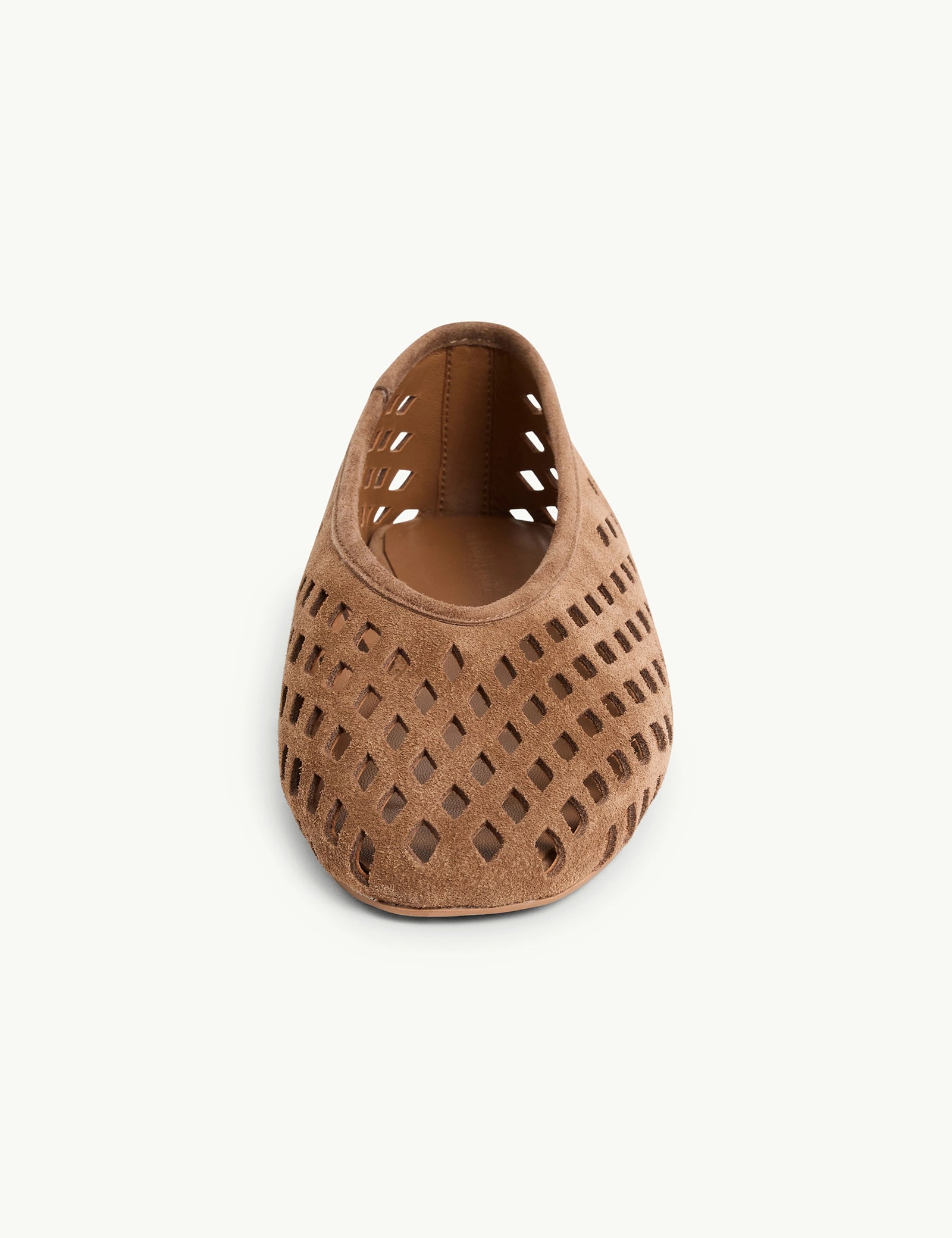 Tan Suede Cut Out Ballet Flats