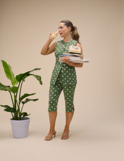 Green Polka Dot Capri Trousers