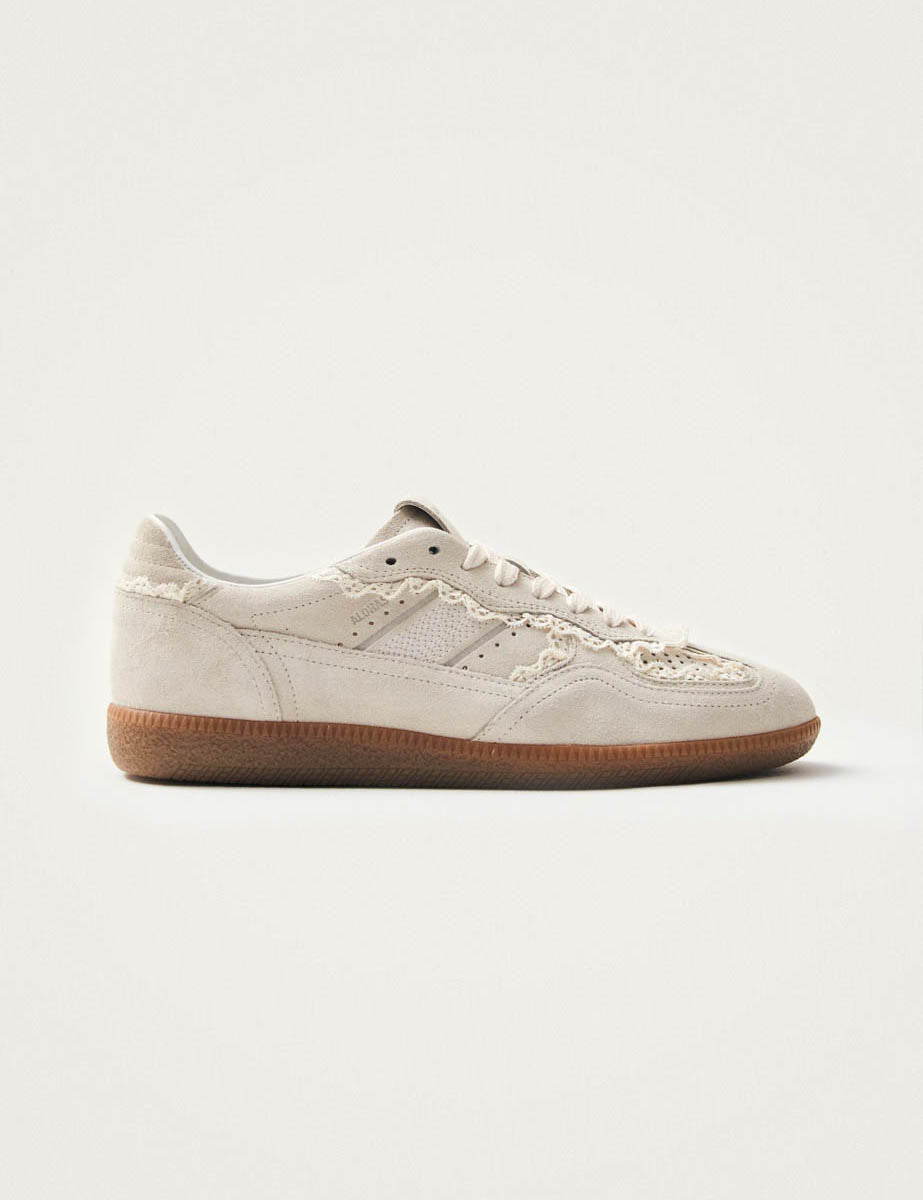 Alohas Cream Rife Crochet Leather Sneakers