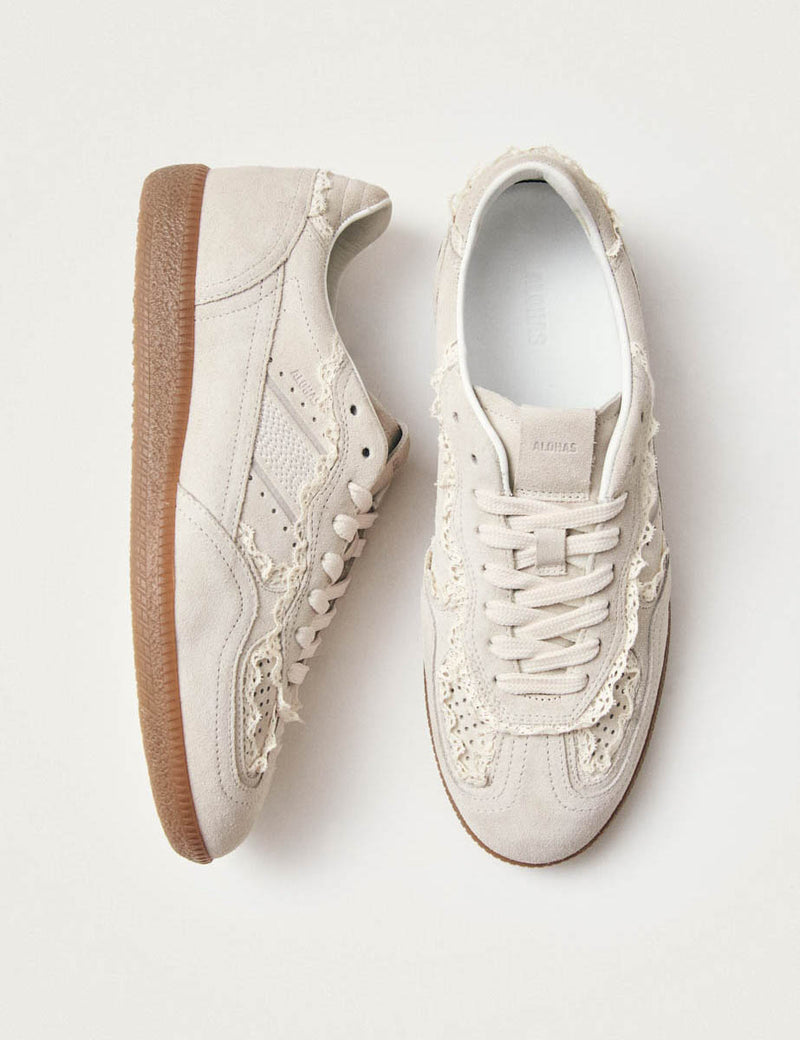 Alohas Cream Rife Crochet Leather Sneakers