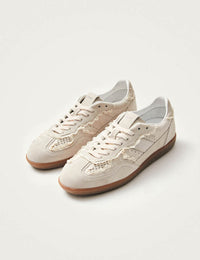 Alohas Cream Rife Crochet Leather Sneakers