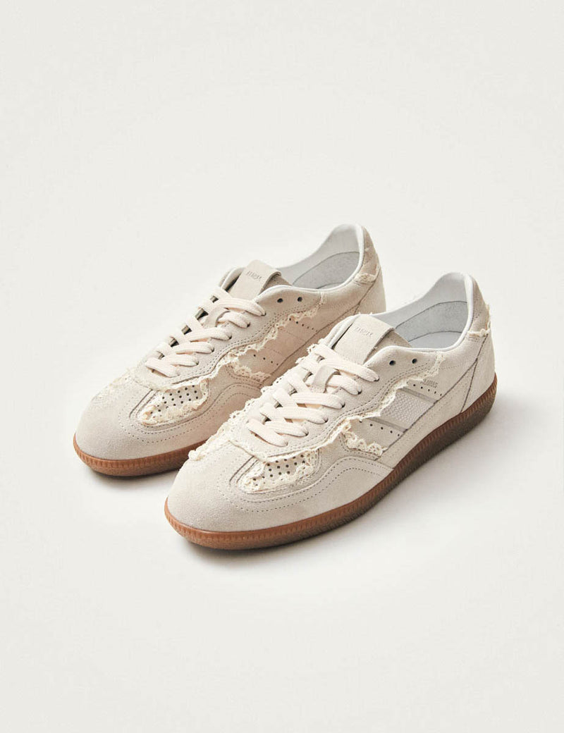 Alohas Cream Rife Crochet Leather Sneakers