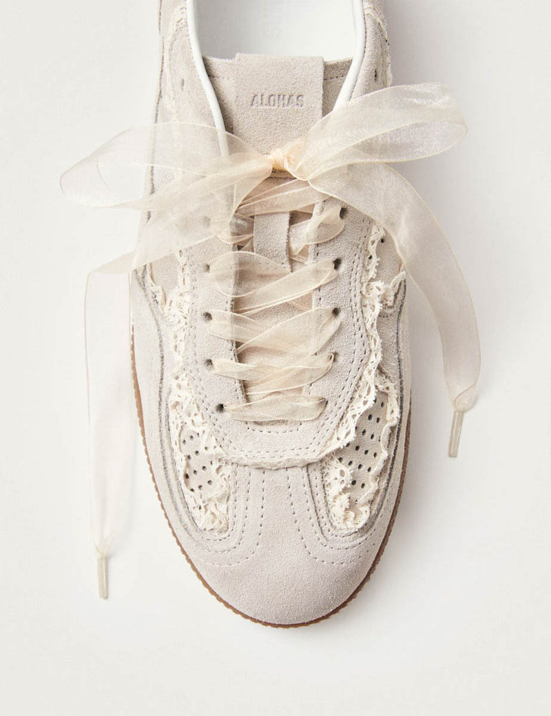 Alohas Cream Rife Crochet Leather Sneakers