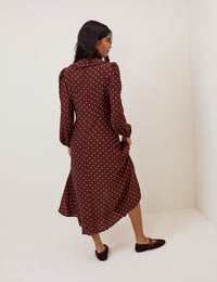 Burgundy Polka Dot Ottilie Midi Dress