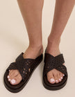 Brown Woven Leather Sandals