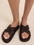Brown Woven Leather Sandals