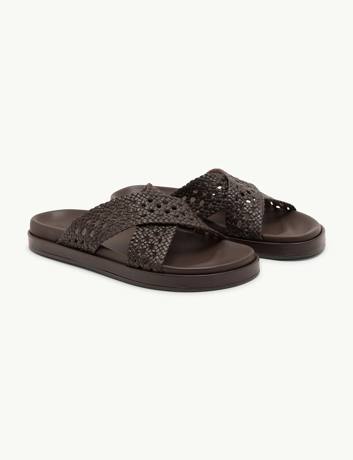 Brown Woven Leather Sandals