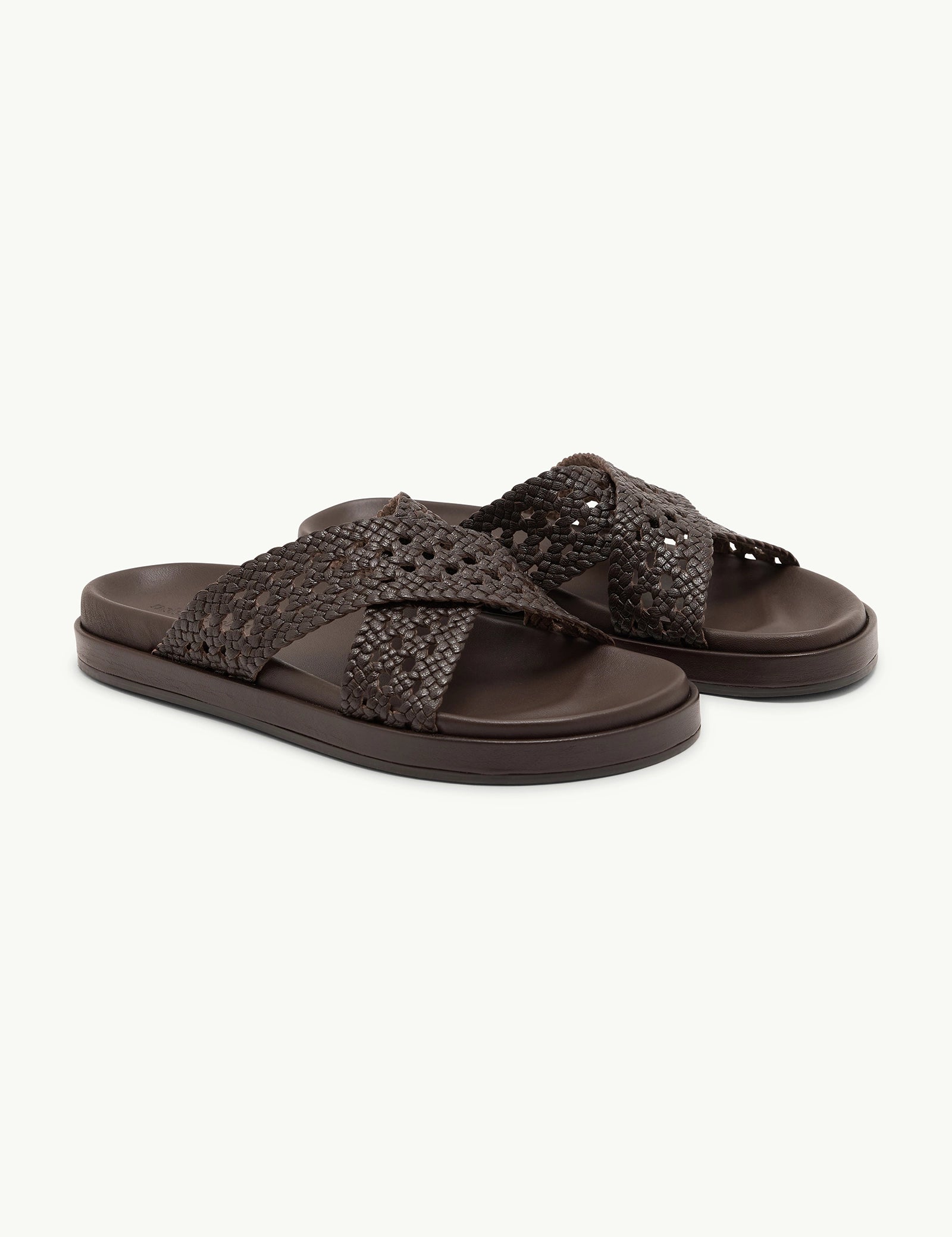 Brown Woven Leather Sandals