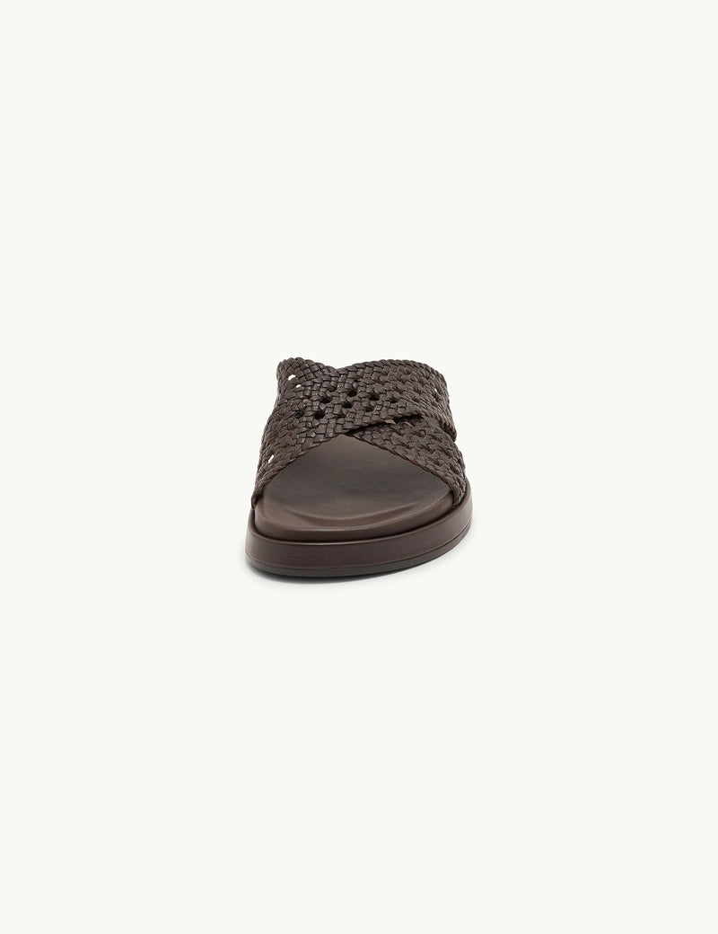 Brown Woven Leather Sandals