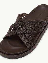 Brown Woven Leather Sandals
