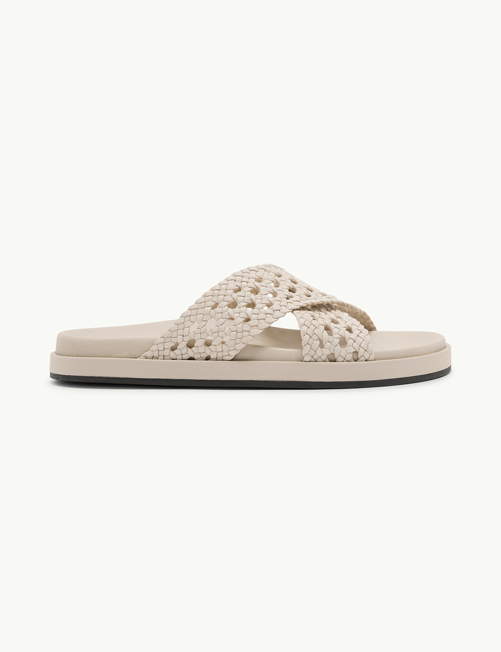 Ivory Woven Leather Sliders