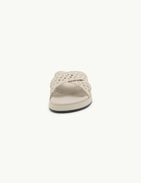 Ivory Woven Leather Sliders