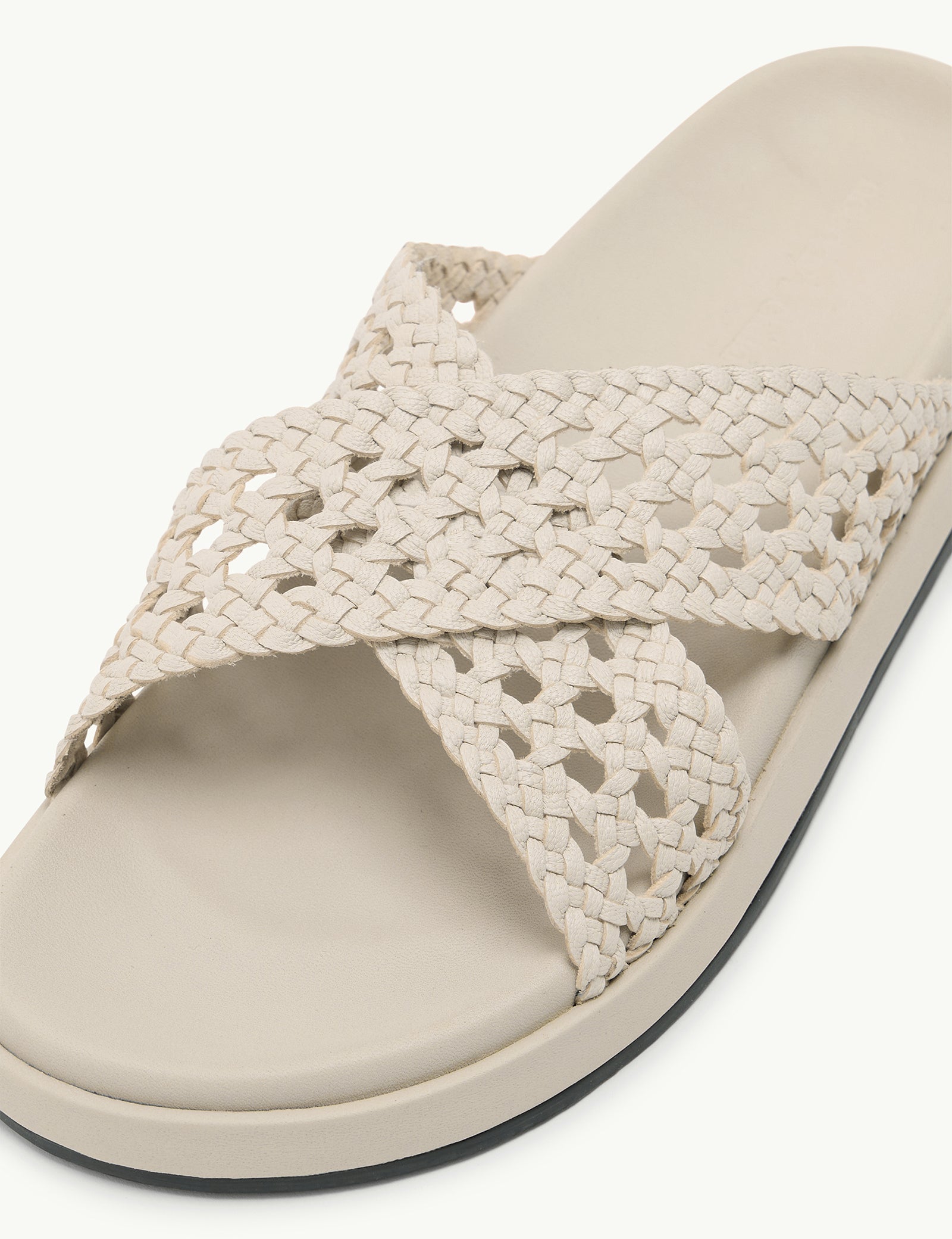 Ivory Woven Leather Sliders
