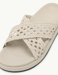 Ivory Woven Leather Sliders