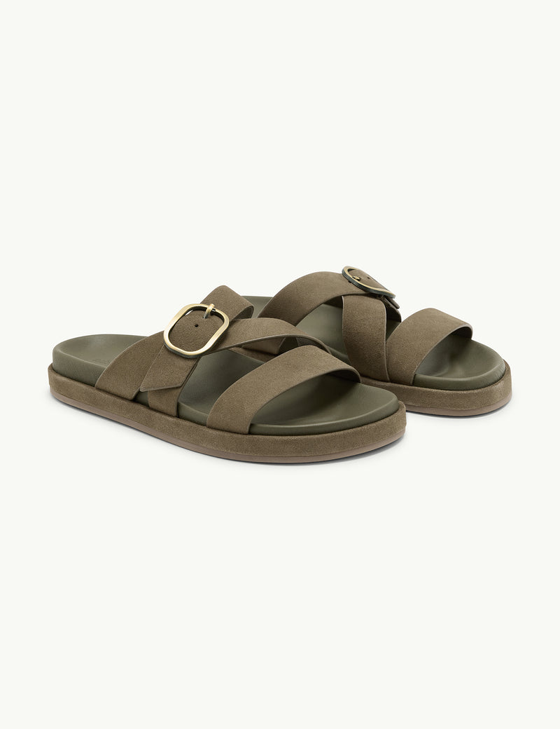 Khaki Suede Sandals