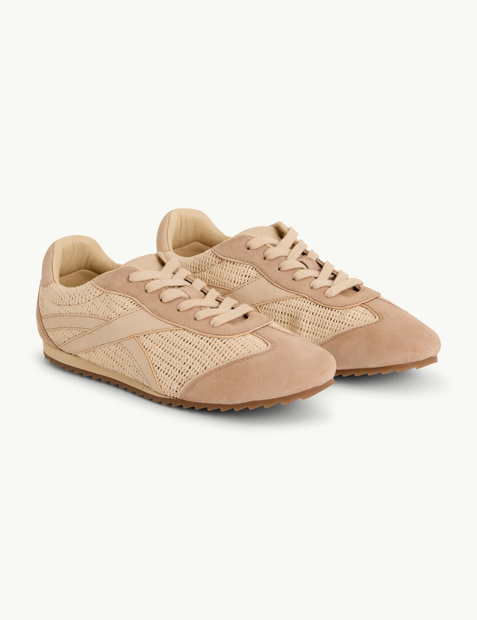 Beige and Cream Suede Trainers