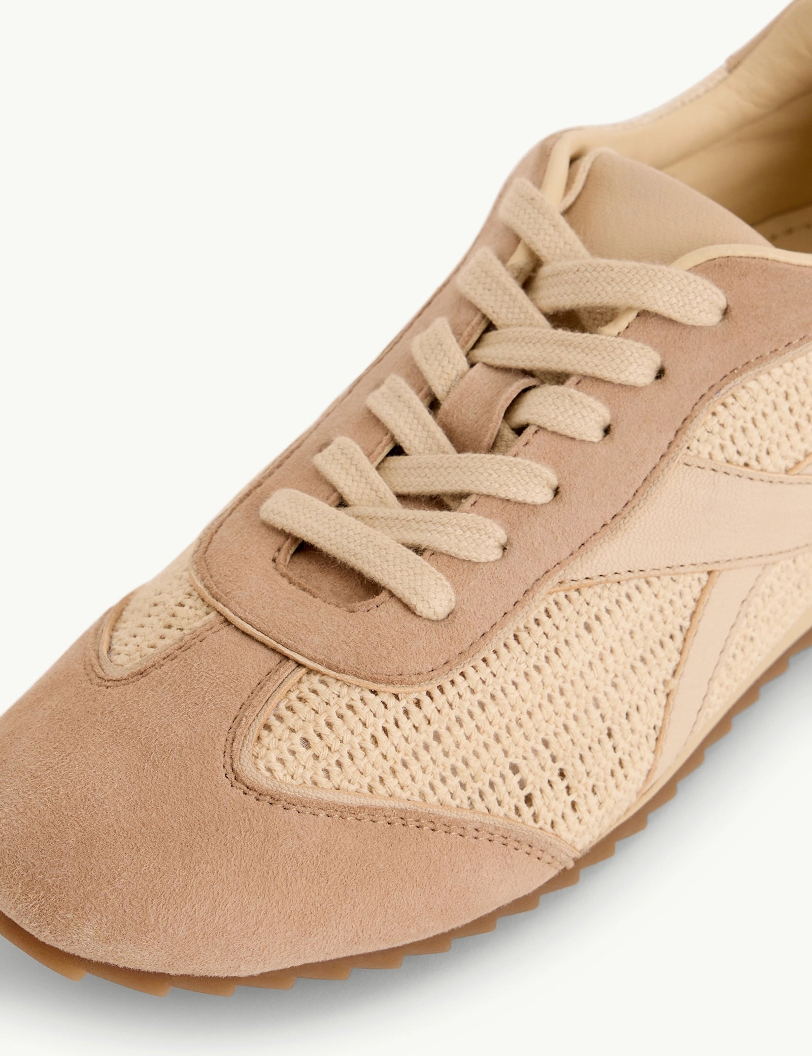 Beige and Cream Suede Trainers