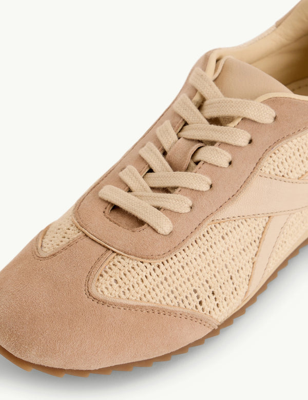 Beige and Cream Suede Trainers