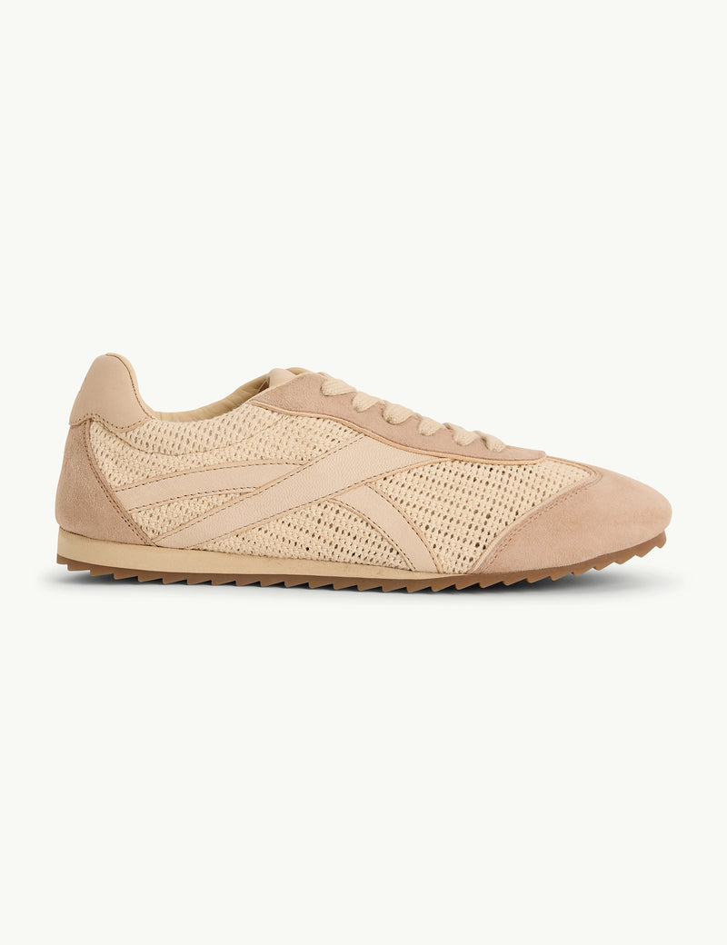 Beige and Cream Suede Trainers