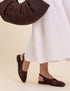 Brown Woven Leather Slingback Flats