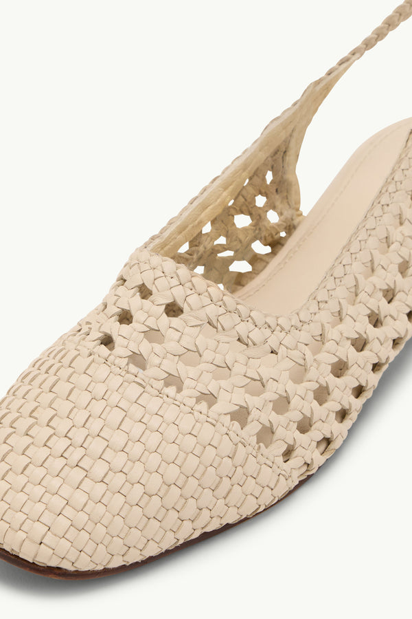 Ivory Woven Leather Slingback Flats