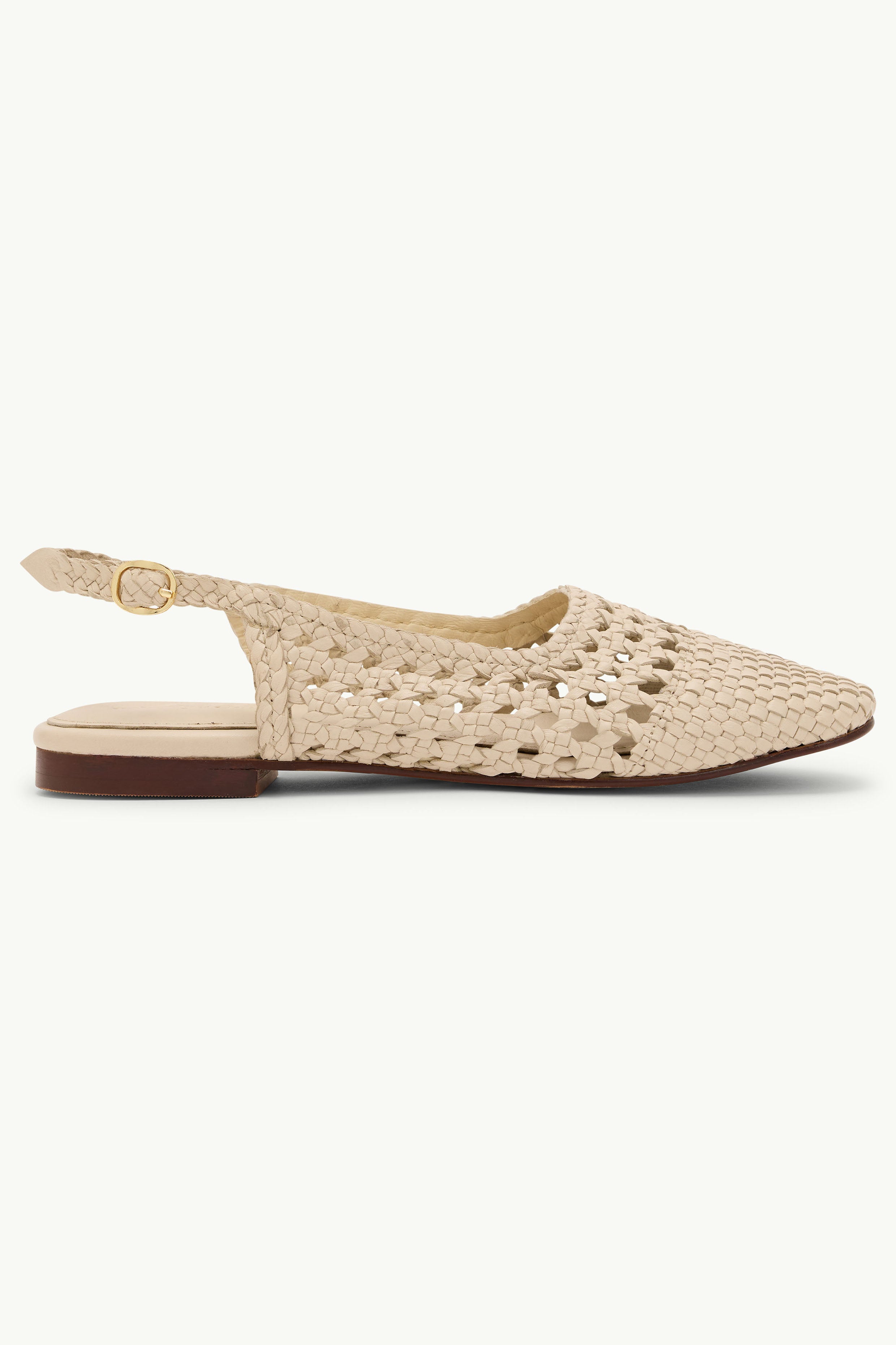 Ivory Woven Leather Slingback Flats