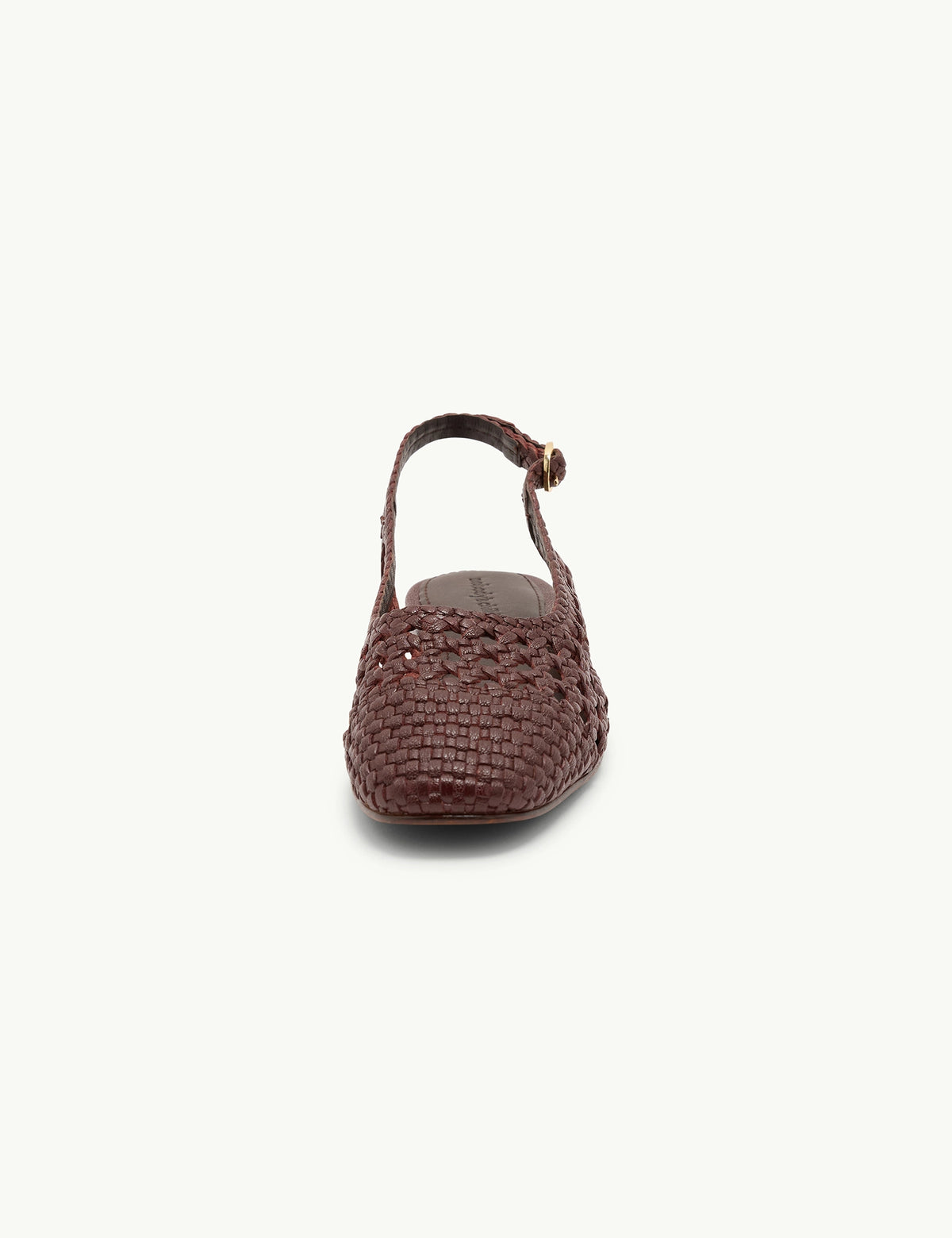Brown Woven Leather Slingback Flats