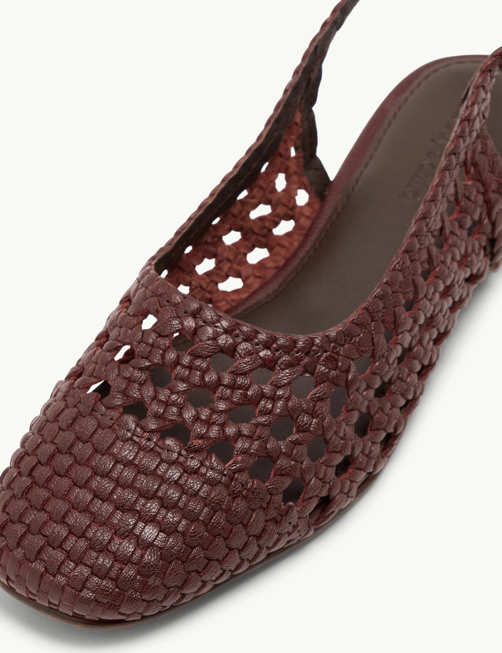 Brown Woven Leather Slingback Flats