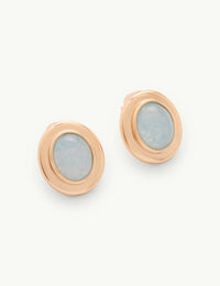 Gold Oval Blue Stone Earrings
