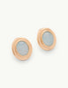 Gold Oval Blue Stone Earrings