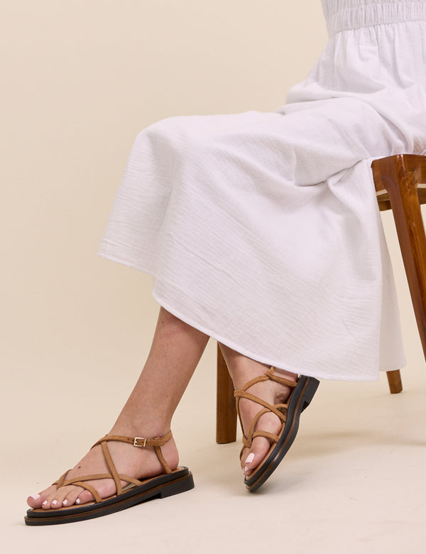 Brown Suede Strappy Sandals