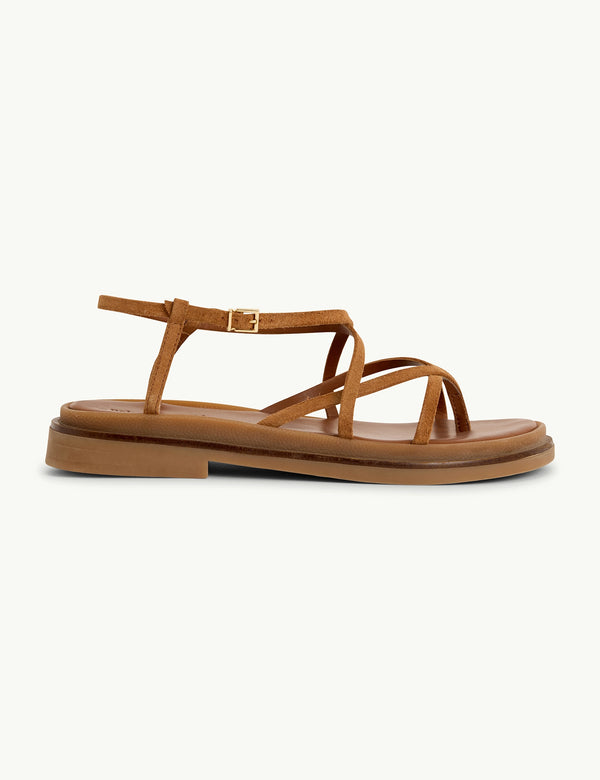 Brown Suede Strappy Sandals
