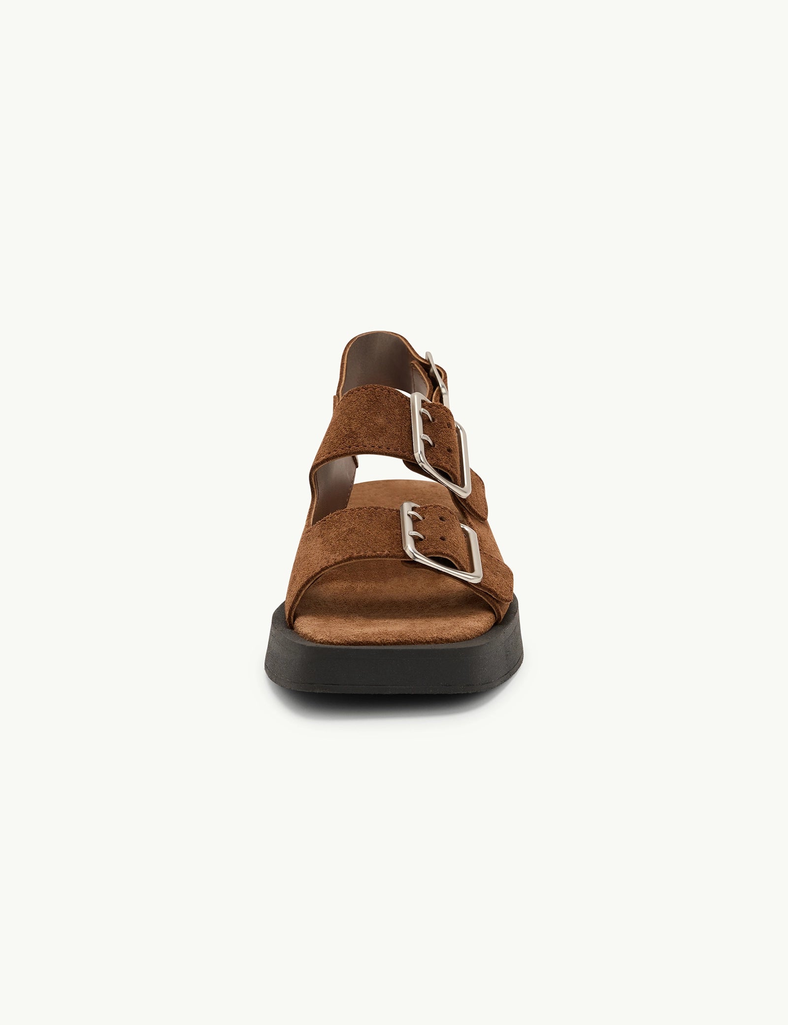 Brown Suede Double Strap Sandals