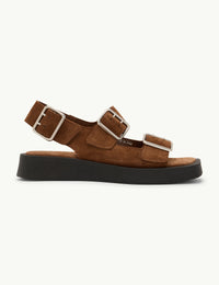 Brown Suede Double Strap Sandals
