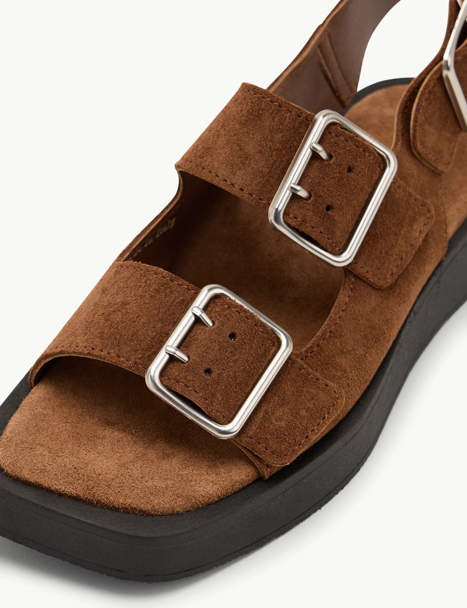 Brown Suede Double Strap Sandals