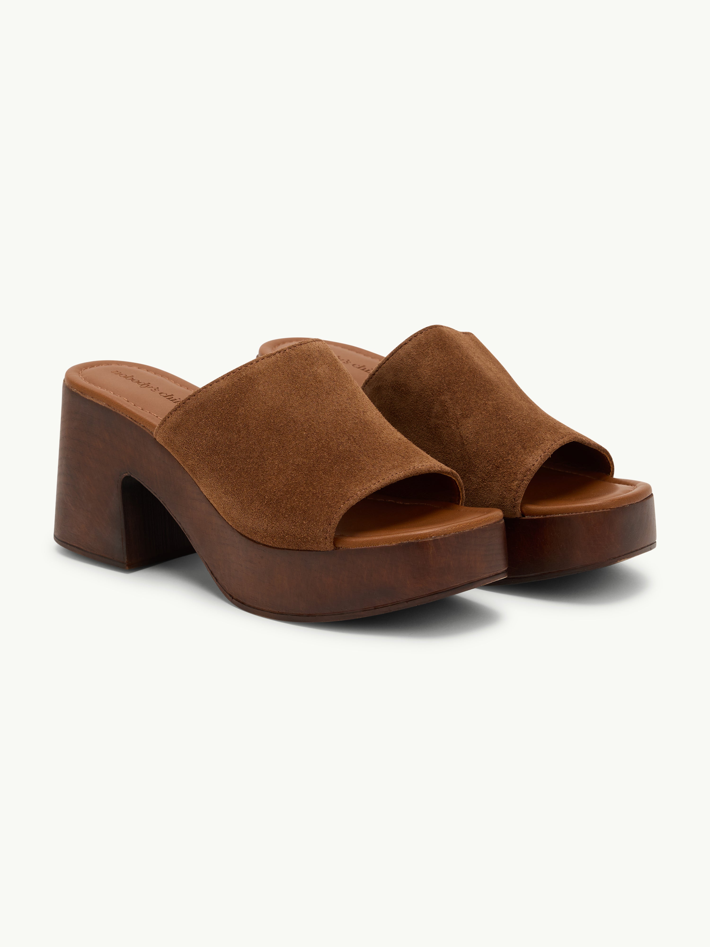Tan Chunky 70's Platform Heels