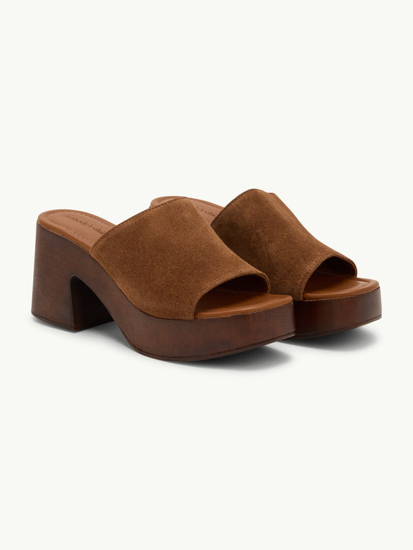 Tan Chunky 70's Platform Heels