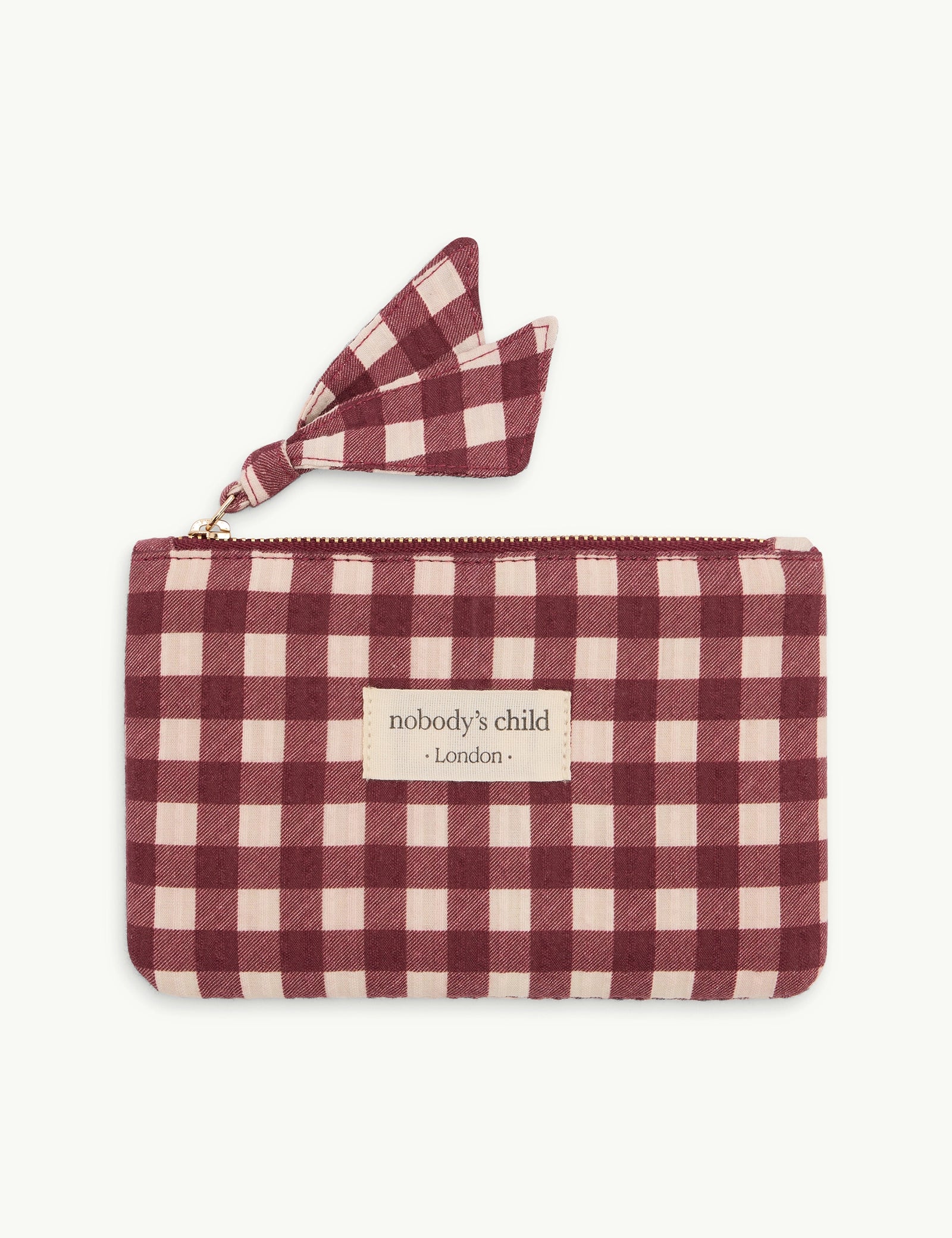 Burgundy Gingham Coin Purse