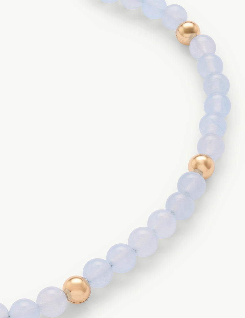 Blue Beaded Gold Plated Necklace