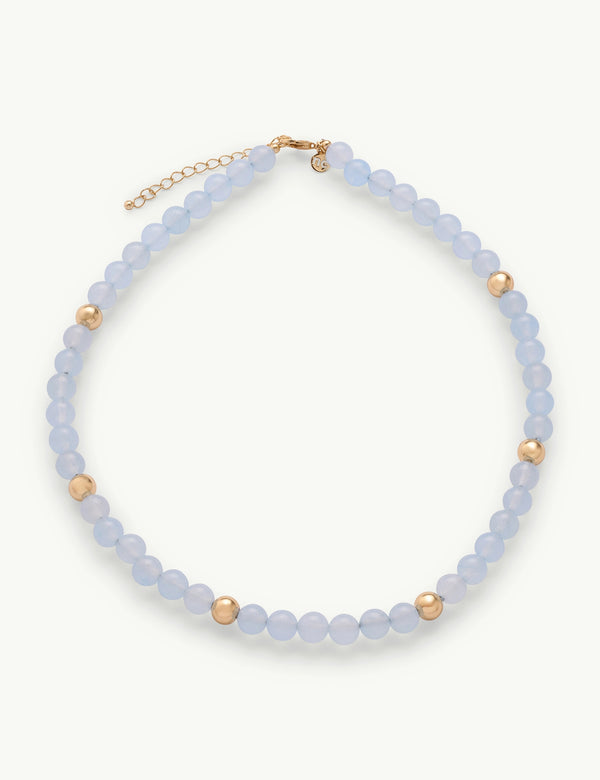 Blue Beaded Gold Plated Necklace