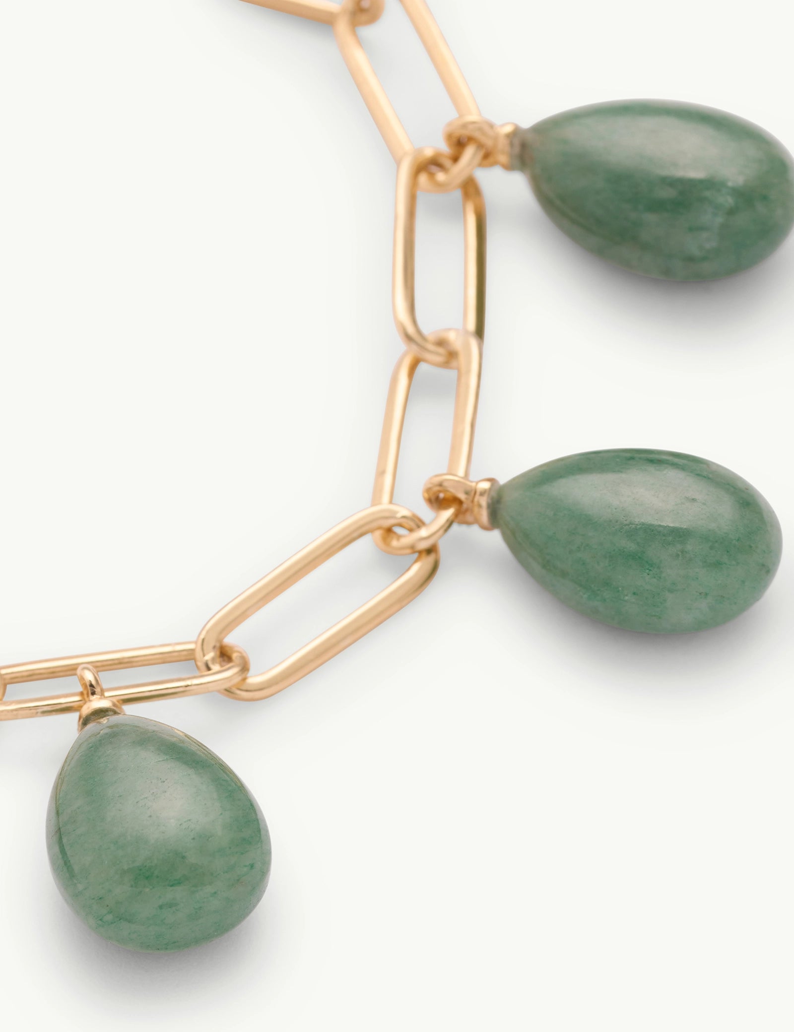 Gold Plated Green Teardrop Bracelet