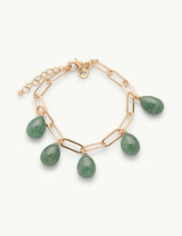 Gold Plated Green Teardrop Bracelet