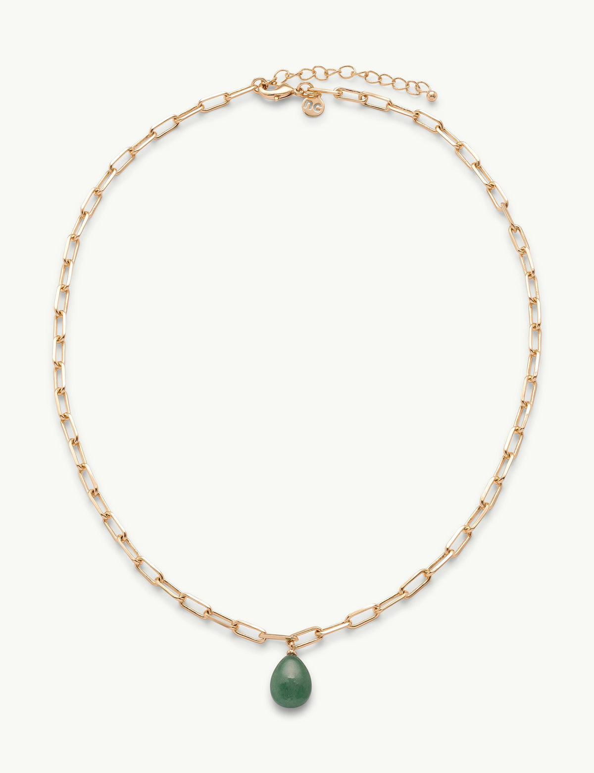 Gold Plated Green Teardrop Necklace